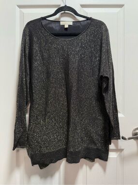 Michael Kors Metallic Black gold Crewneck Sweater size XL